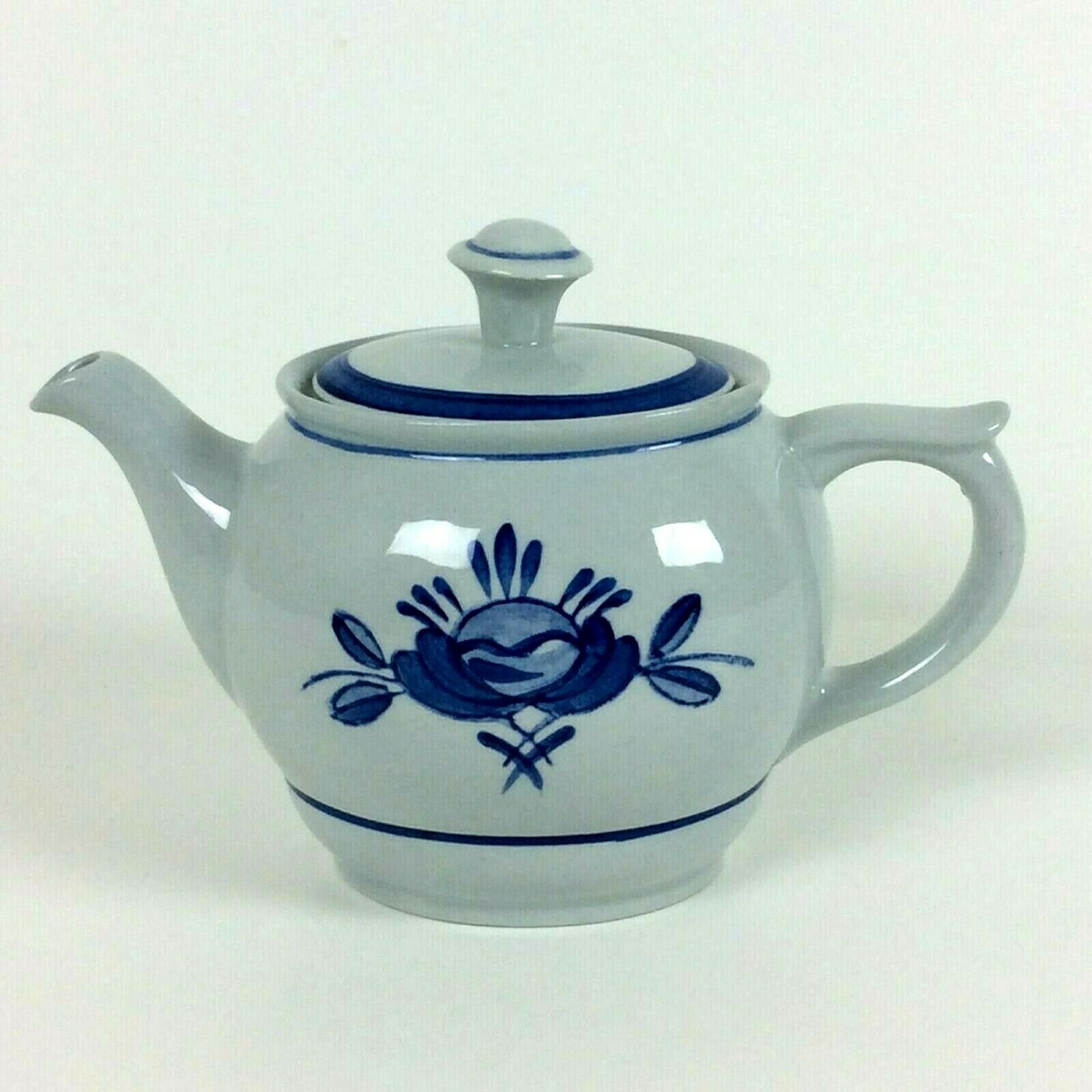 Vintage Arabia Of Finland Blue Rose Mini Teapot And Lid 2 Cup