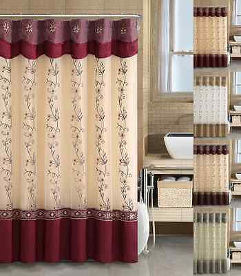 Vcny Daphne Embroidered Sheer & Taffeta Fabric Shower Curtain - Assorted Colors