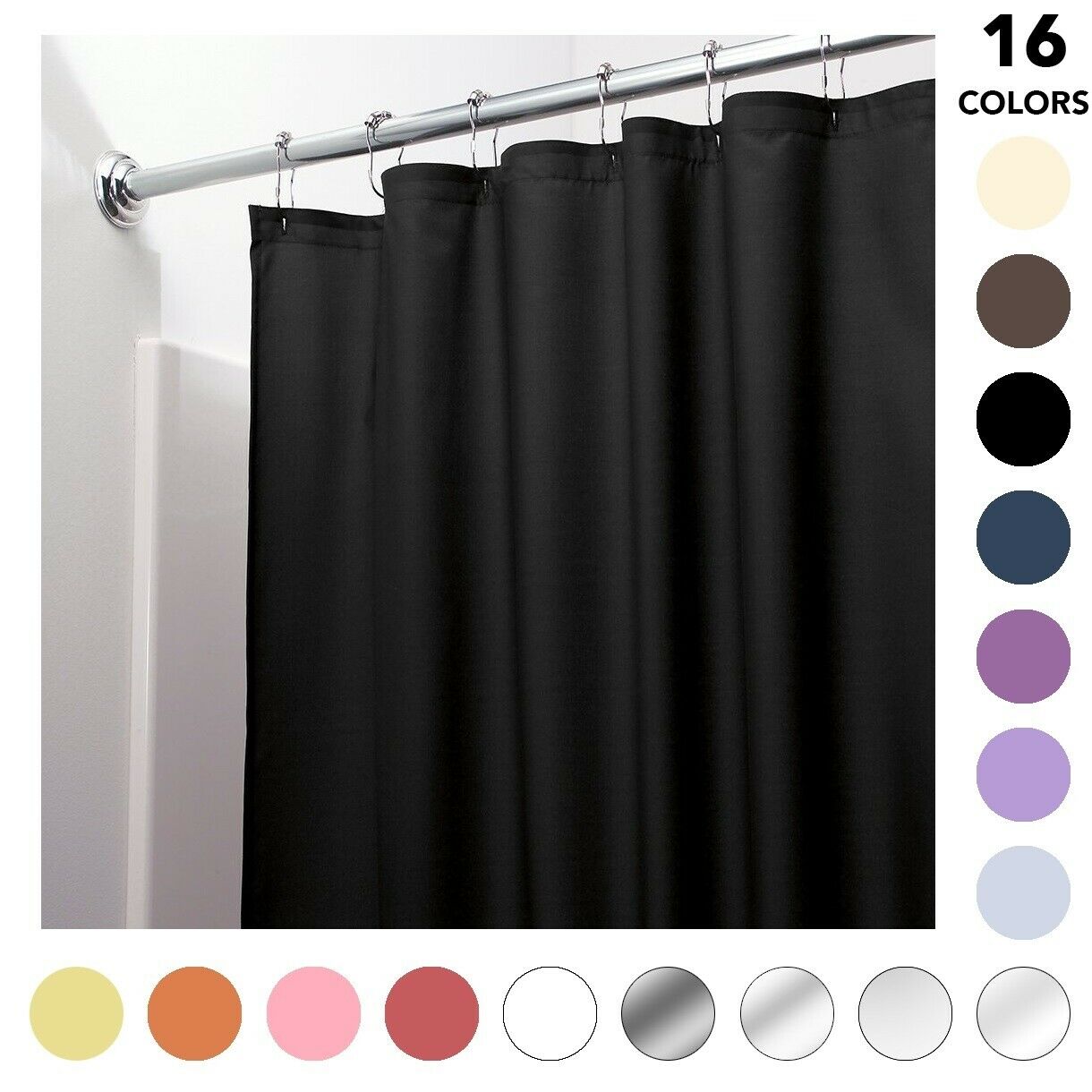 Heavy Duty Mildew Free Vinyl Waterproof Shower Curtain Liner With Magnets New