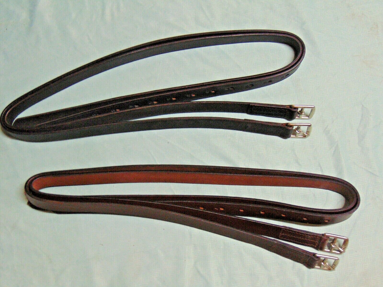 One Pair 48" 54" 60" English Saddle Stirrup Leathers Adult Child Black Or Brown